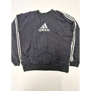 Vintage Adidas Windbreaker Men XL Black Pullover 3 Stripe Lined Jumper Logo